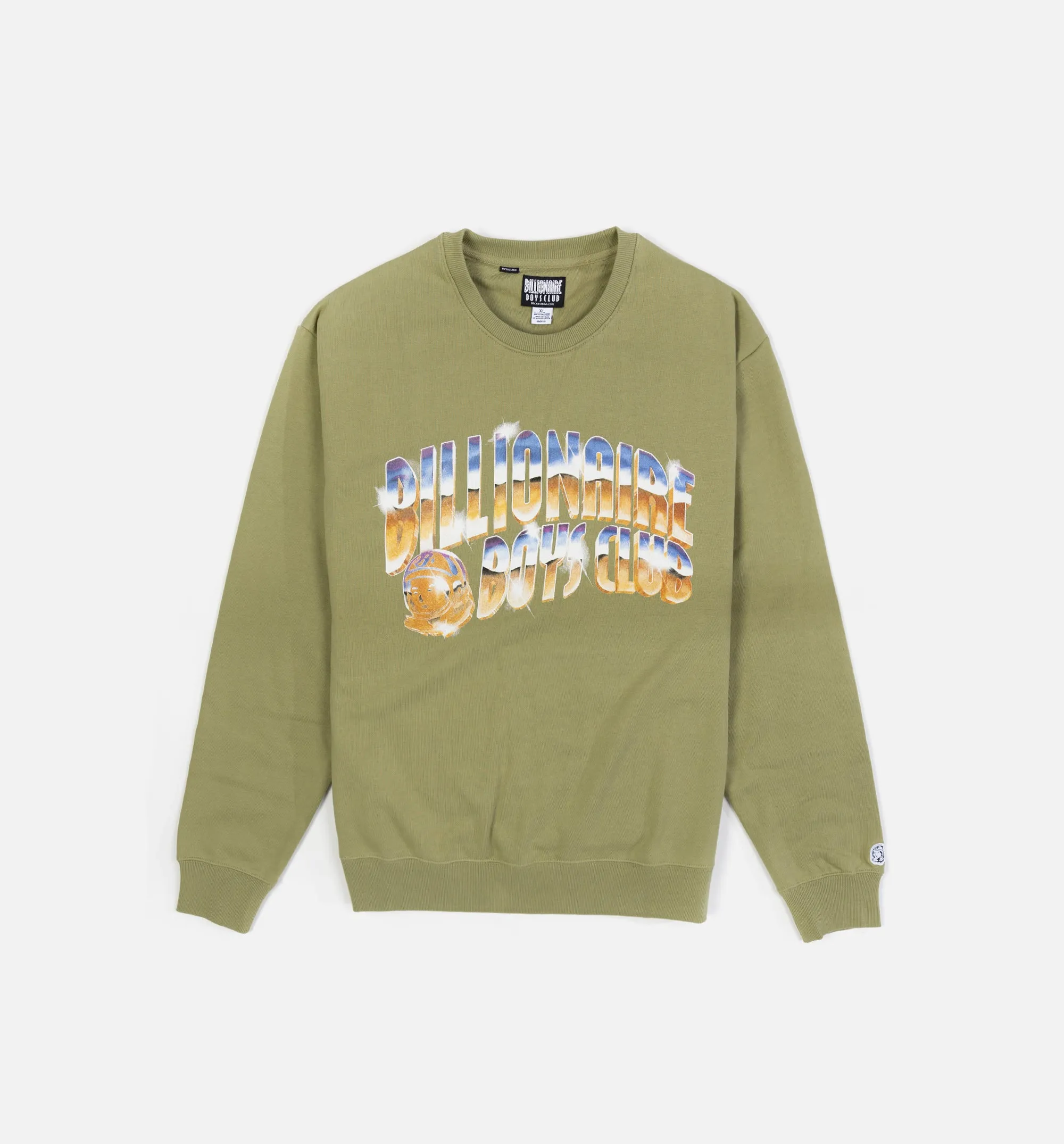 Chrome Graphic Oversized Mens Crewneck - Mosstone