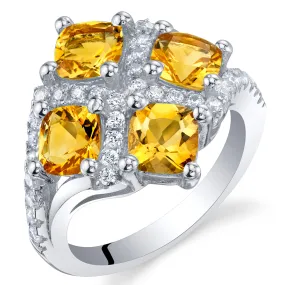 Citrine Cushion Cut Sterling Silver Ring Size 5