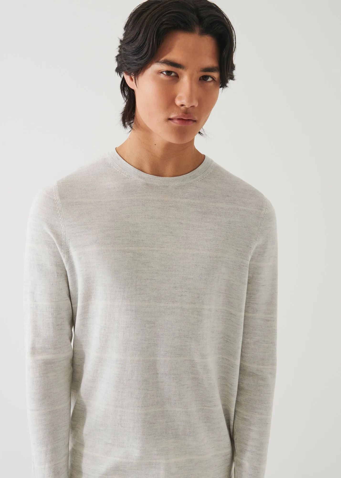 COTTON CUPRO STRIPED CREWNECK