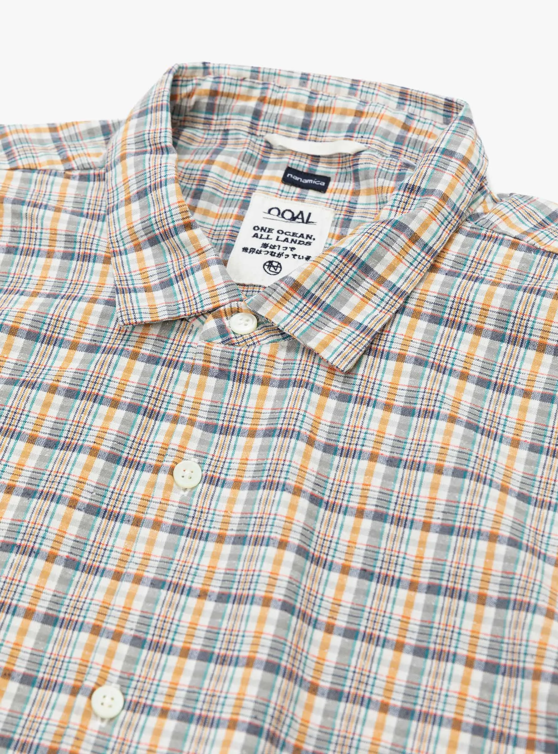 Cotton Silk Euro Check Shirt Sunset