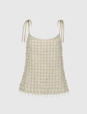 Crystal Embellished Soft Tie Cami Top