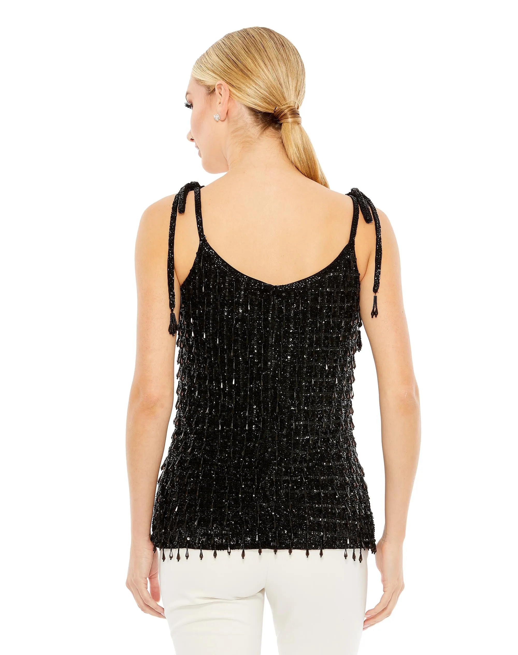 Crystal Embellished Soft Tie Cami Top