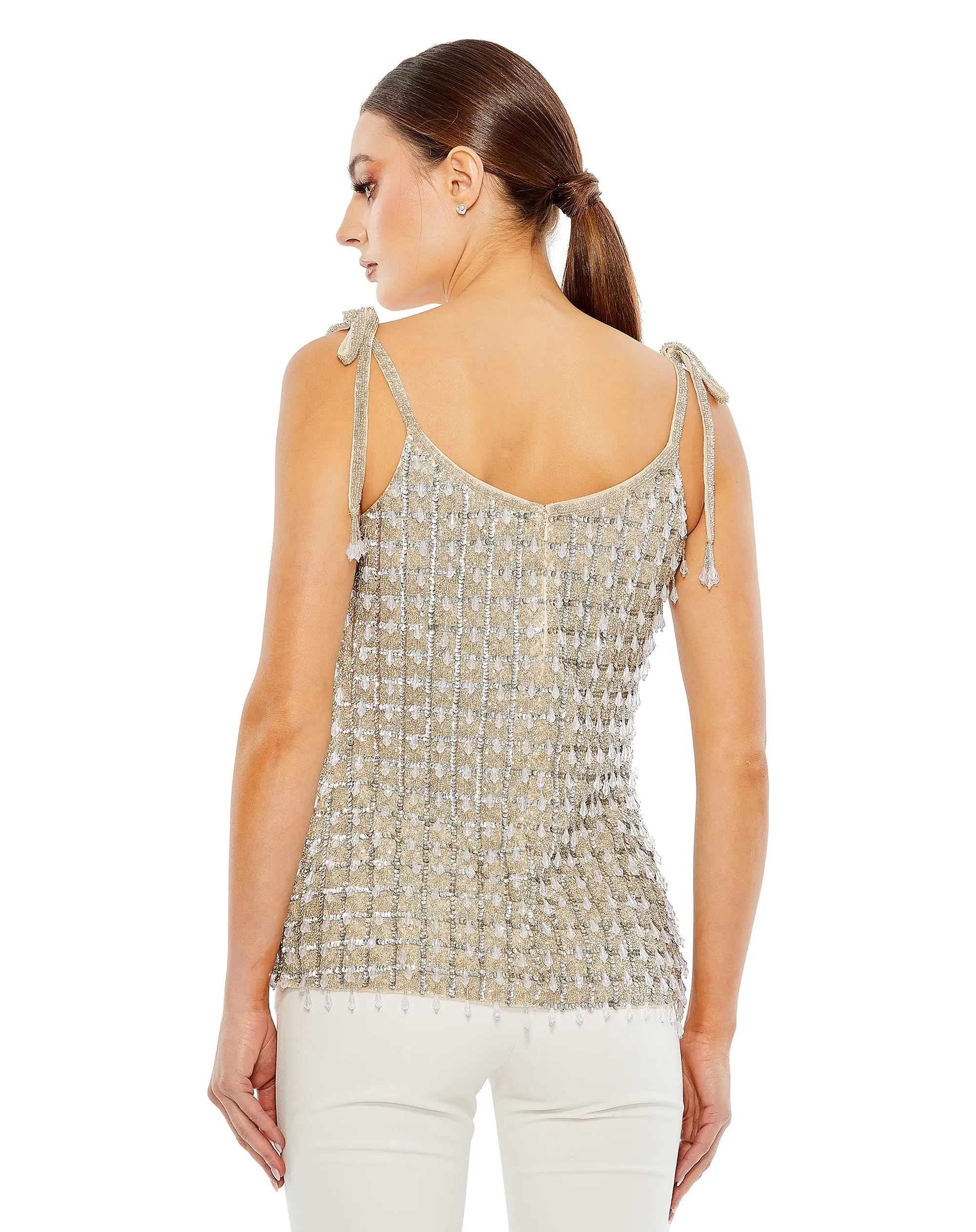 Crystal Embellished Soft Tie Cami Top