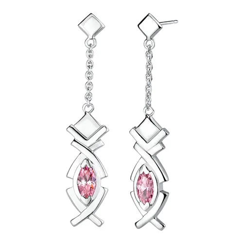 Cubic Zirconia Pendant Earrings Set Sterling Silver