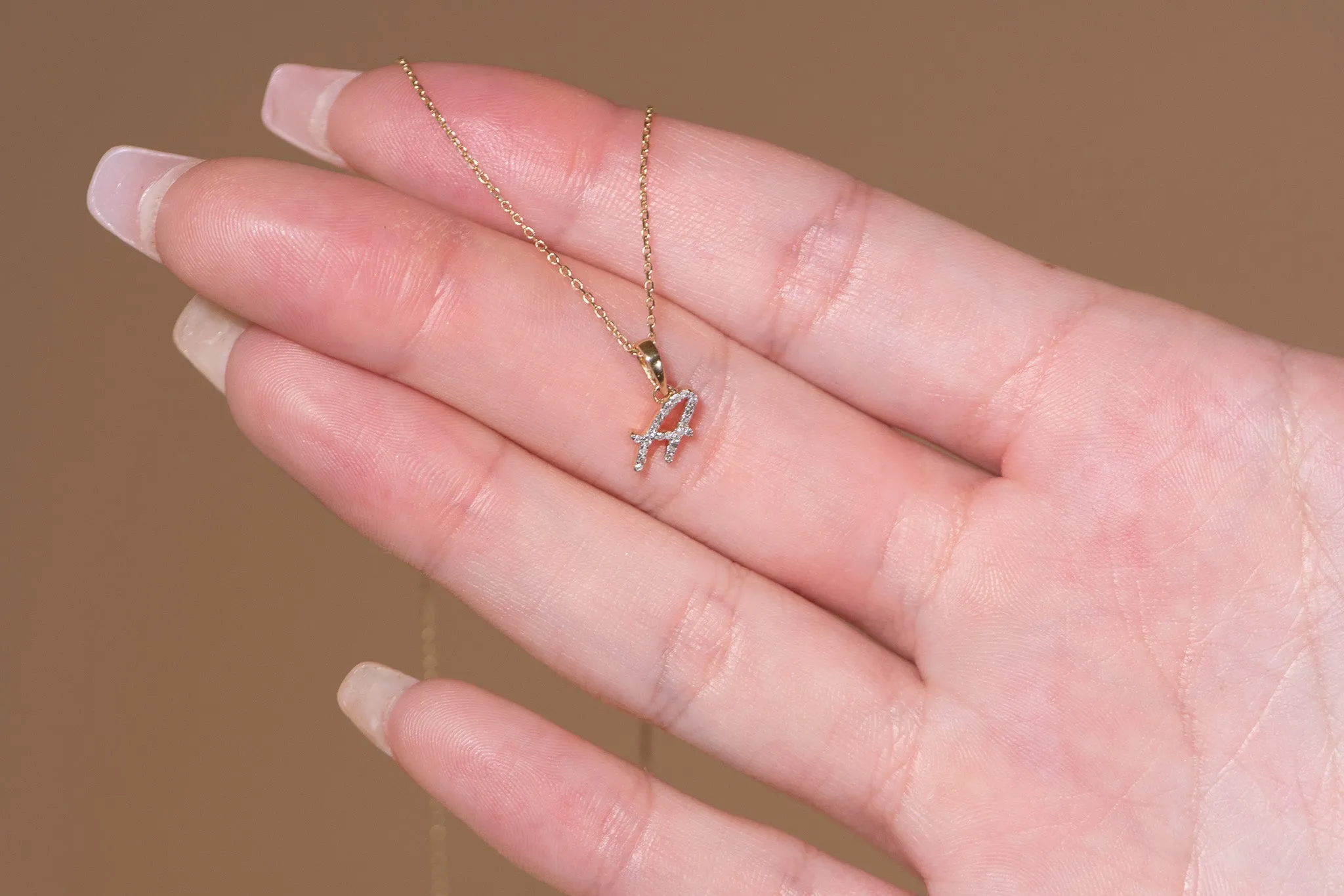 Cursive Diamond Initial Necklace