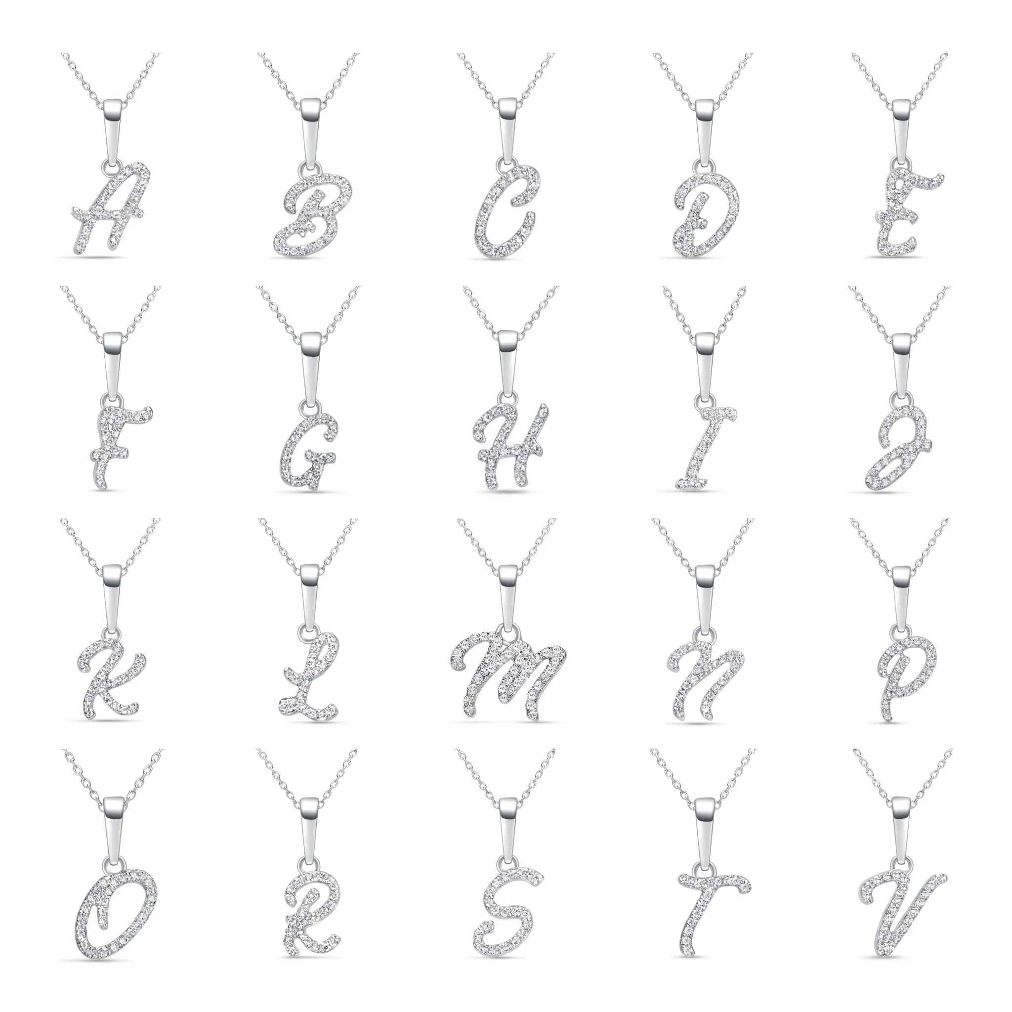 Cursive Diamond Initial Necklace