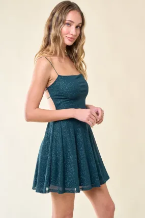 Cut Out Split Thigh Backless Skater Dress