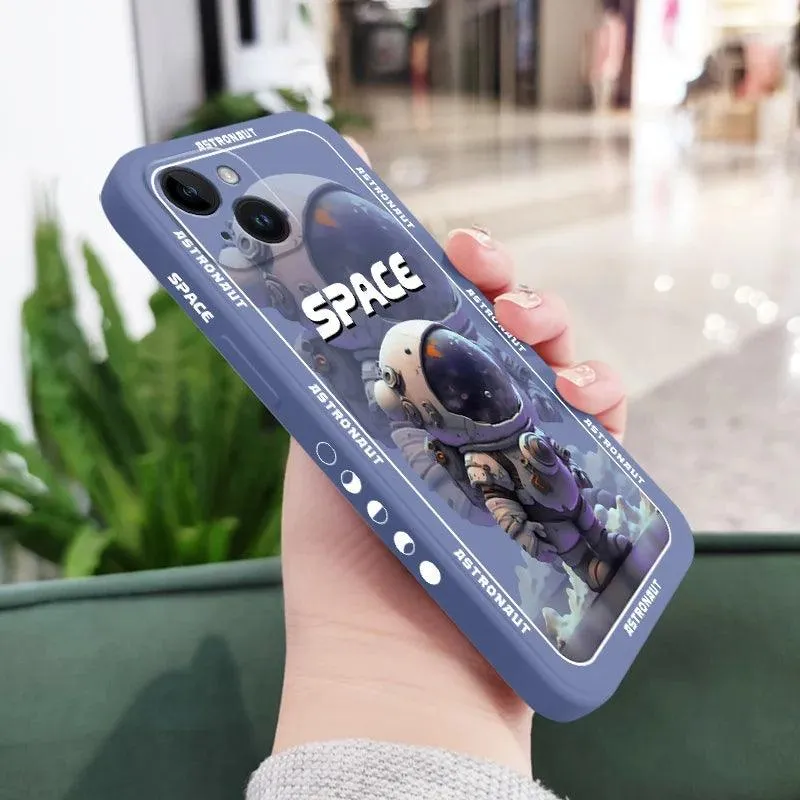 Cute Cartoon Astronaut Phone Case for iPhone 12, 11, 13, 14 Pro Max, X, XS, XR Plus