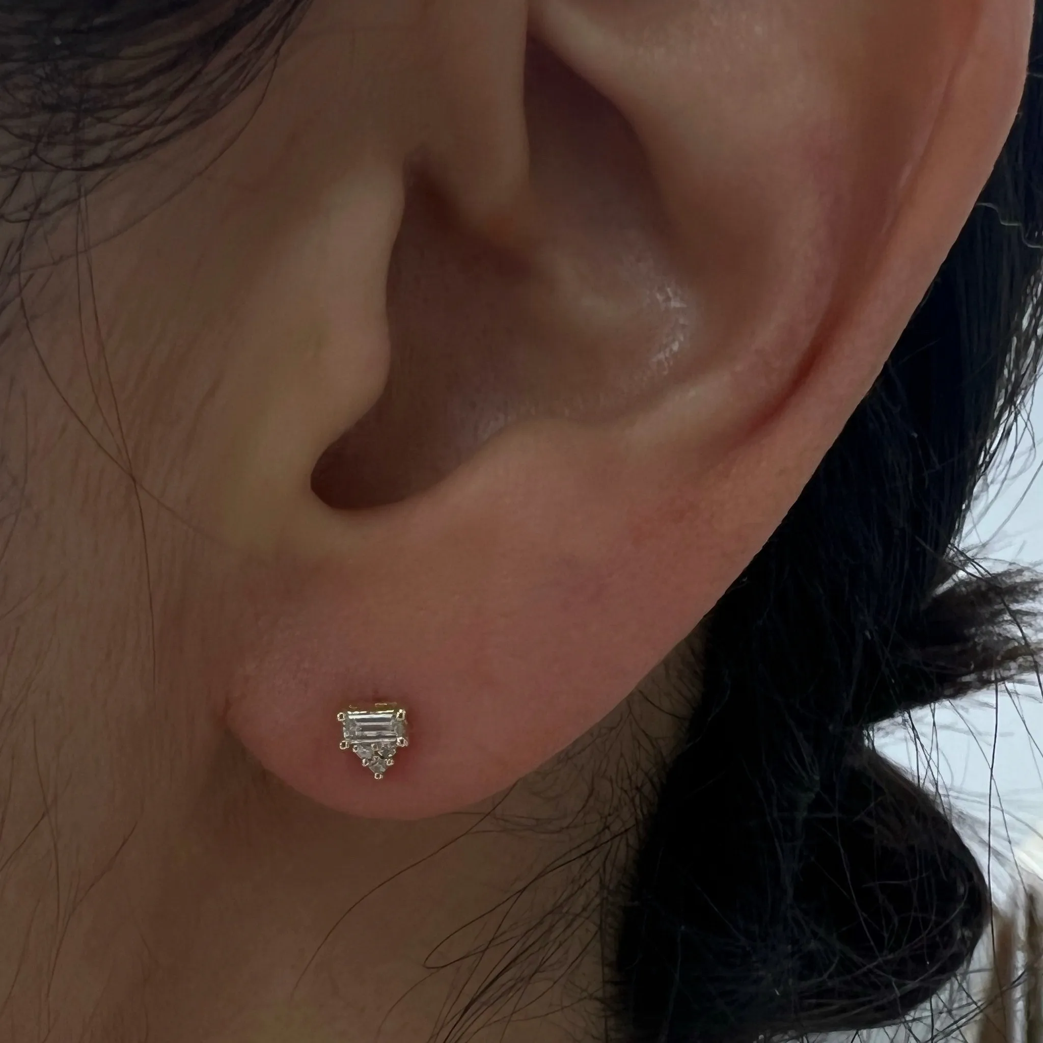 Diamond Baguette Cluster Stud (Single)