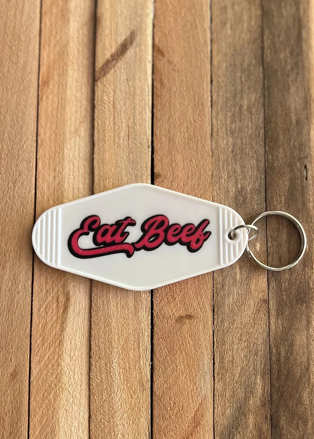 Eat Beef Vintage Hotel Keychain