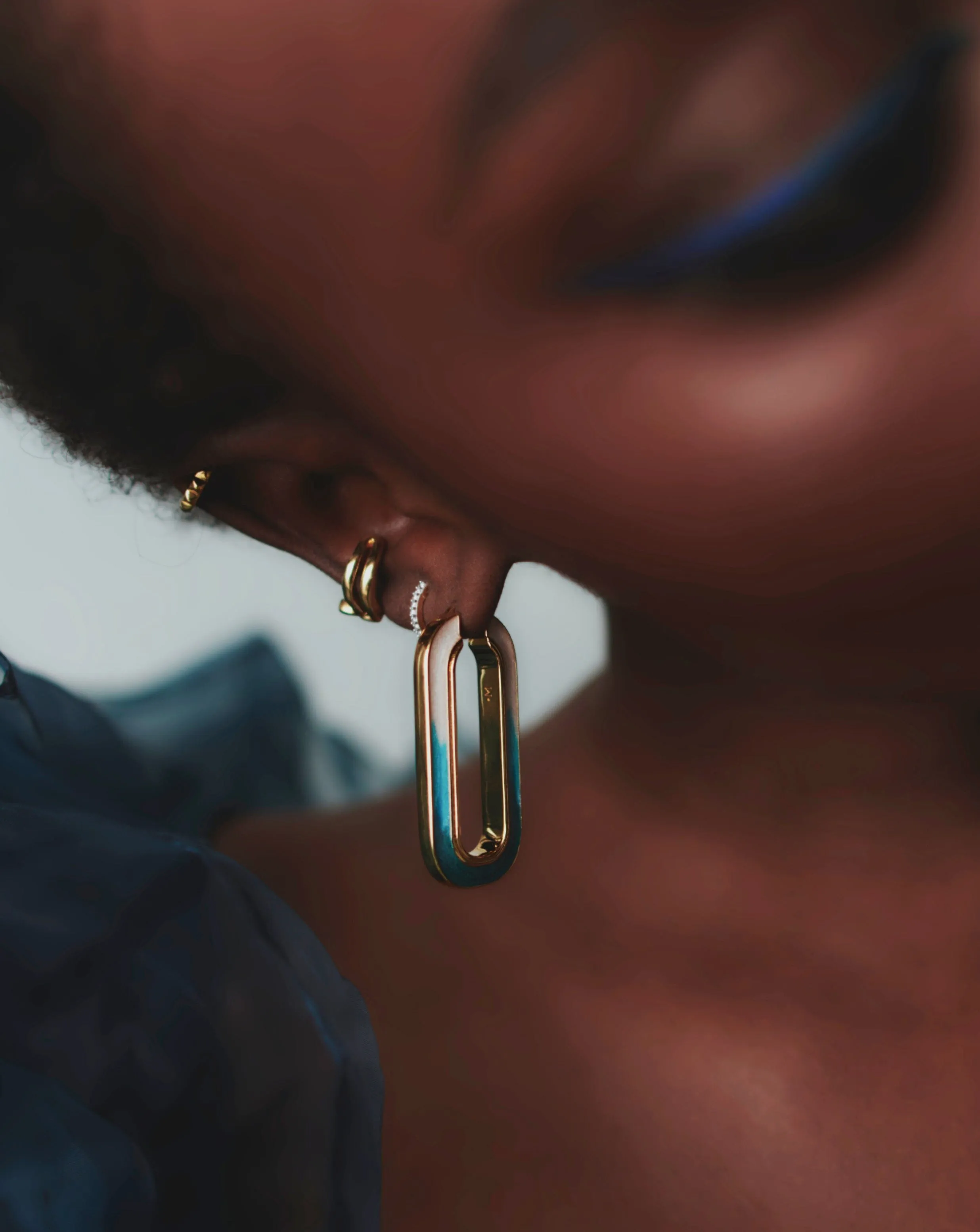 Enamel Haze Ombré Oversized Ovate Hoop Earrings