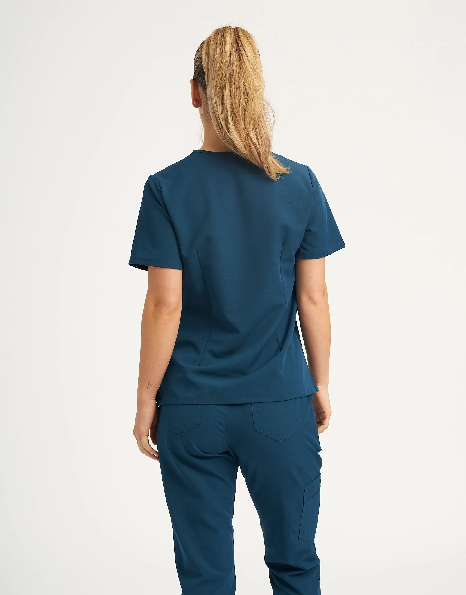 Essential One Pocket V Neck Scrub Top - Gibraltar Blue