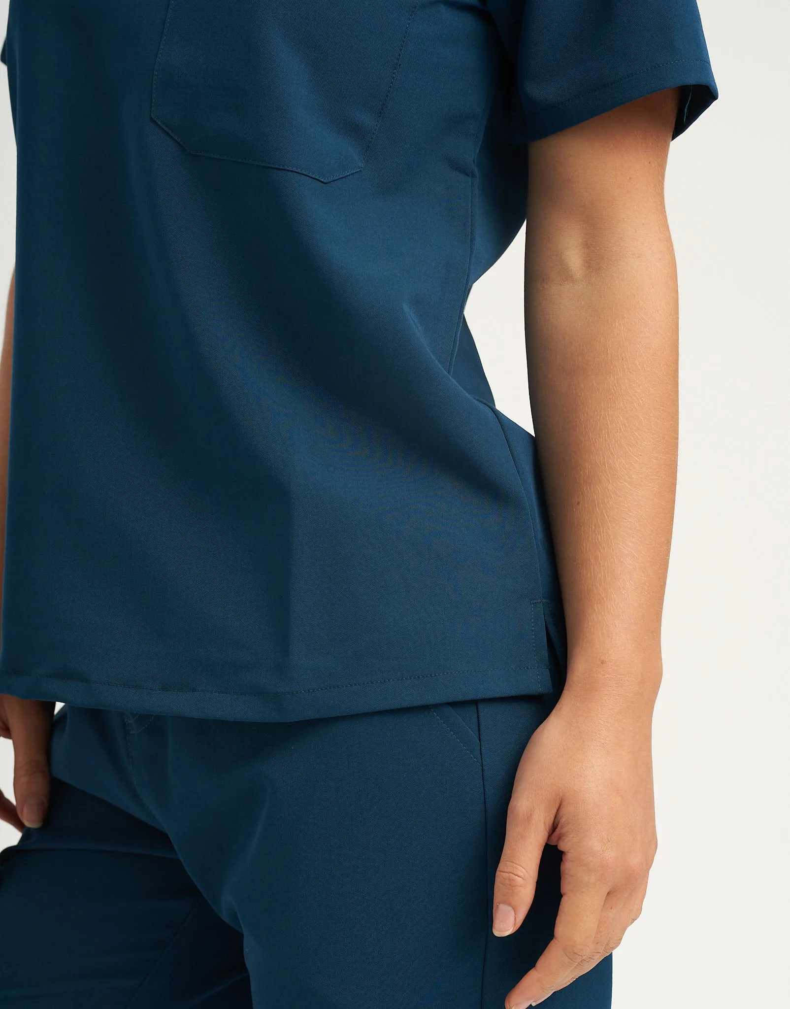 Essential One Pocket V Neck Scrub Top - Gibraltar Blue