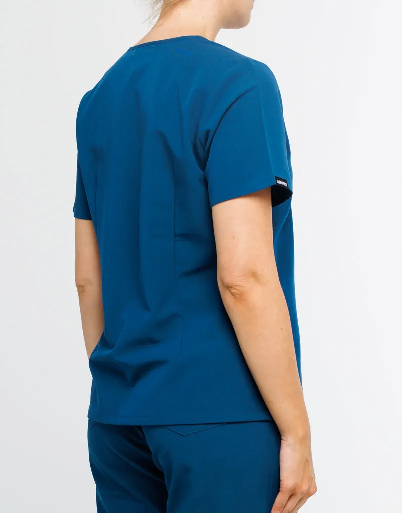 Essential One Pocket V Neck Scrub Top - Gibraltar Blue