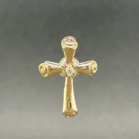 Estate 14K Y Gold 0.03ct I/SI2 Diamond Cross Pendant