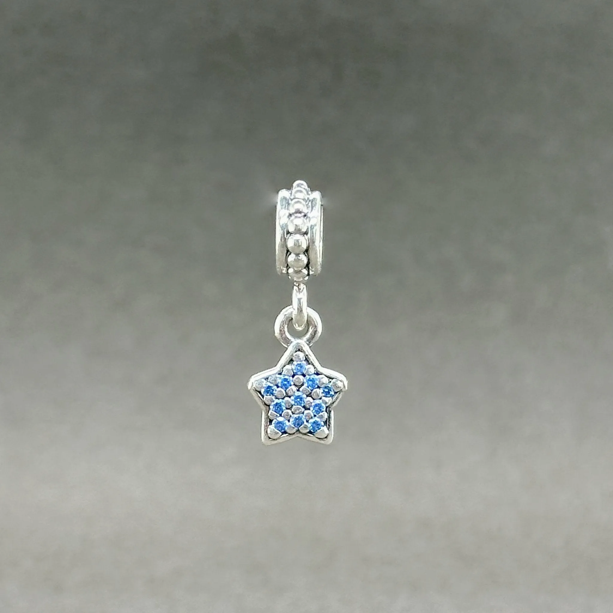 Estate Pandora SS Blue Pave Star Dangle Charm