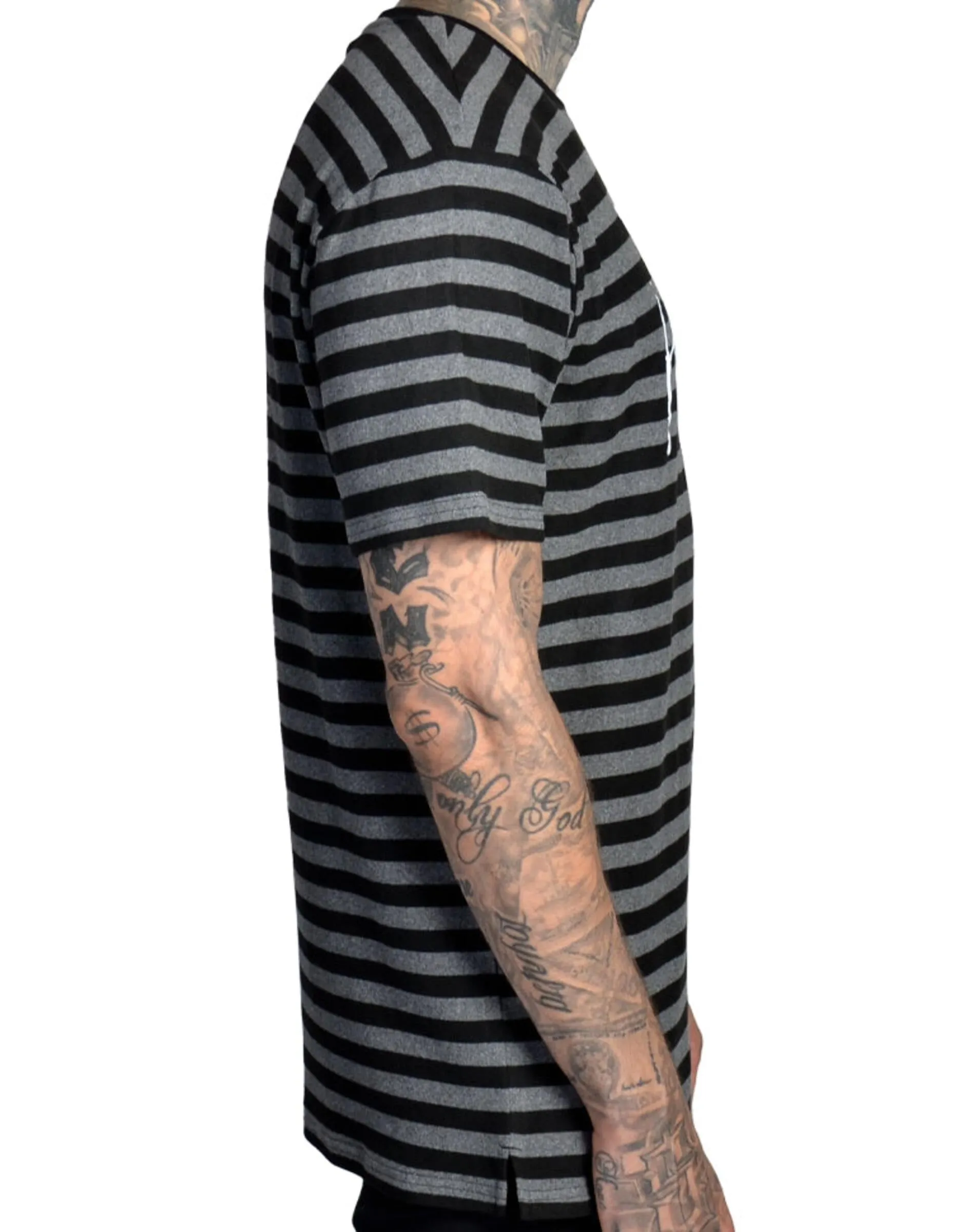 Fake News Striped Tee (Black) /D1