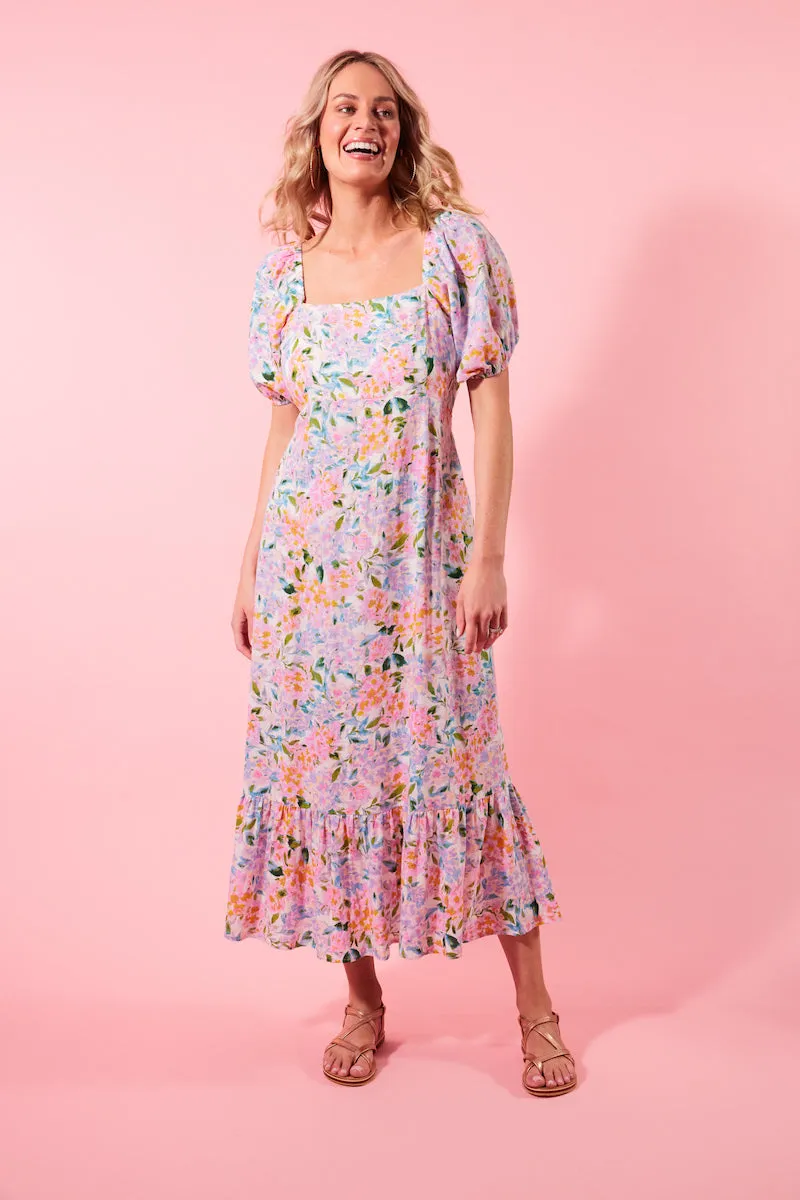 Flora Tie Dress, Salt Hydrangea