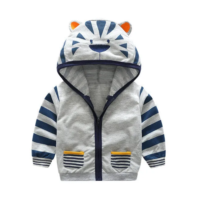 Fox or Zebra Hooded Zip Front Sweatshirt Toddler Boy or Girl