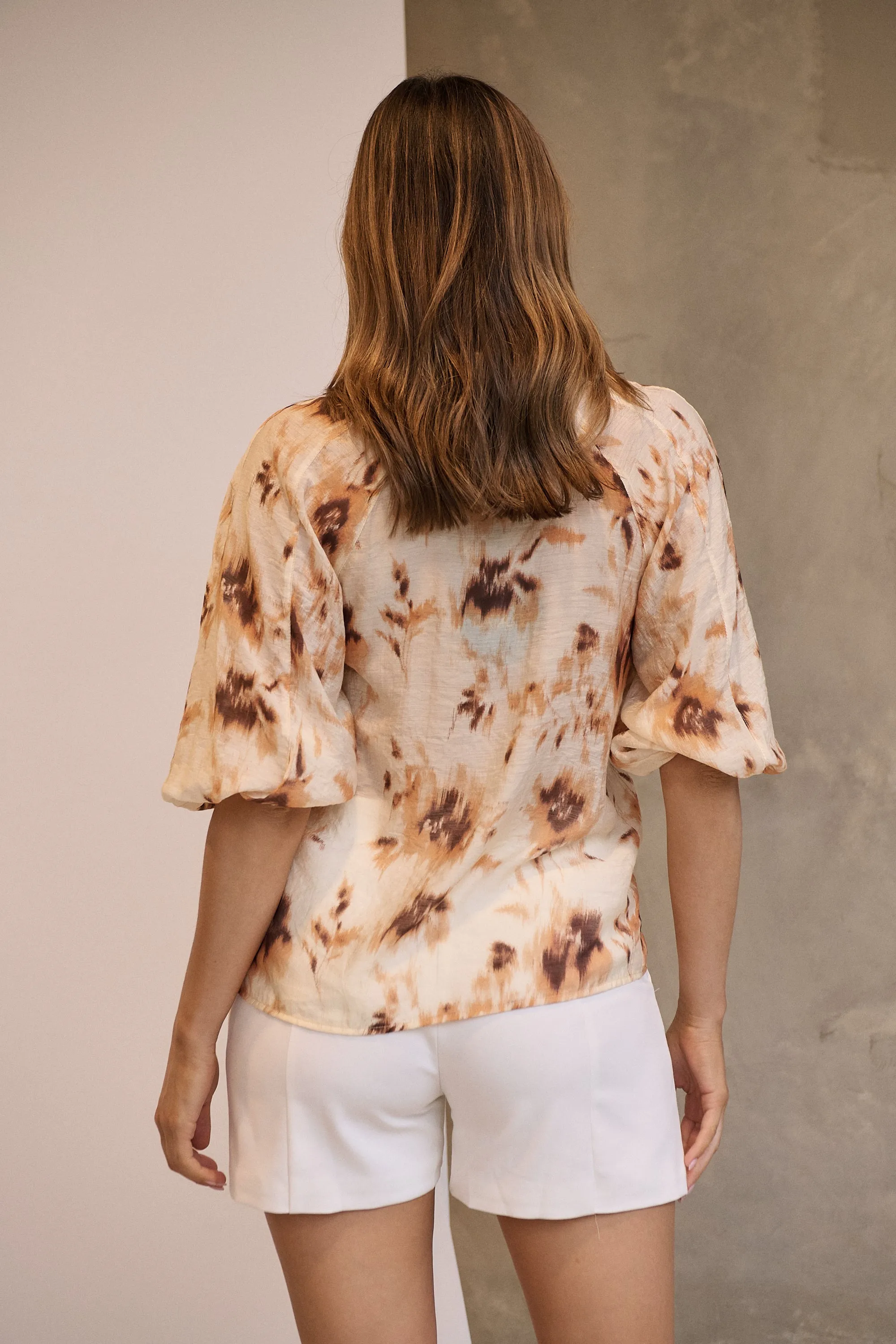 Frida Puff Sleeve Print Blouse