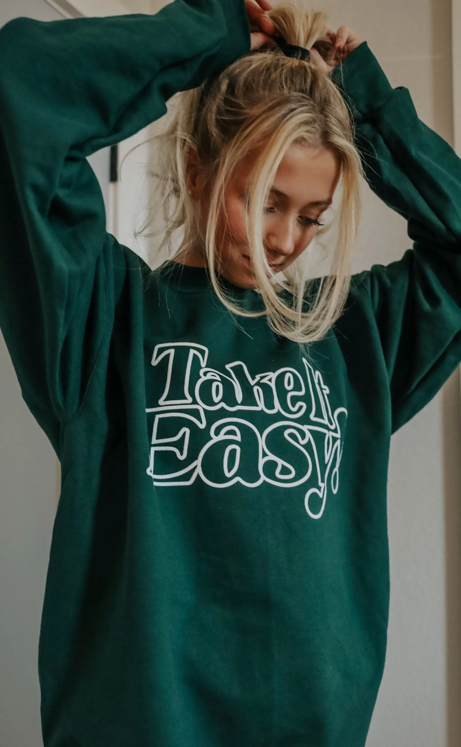 friday   saturday: take it easy sweatshirt