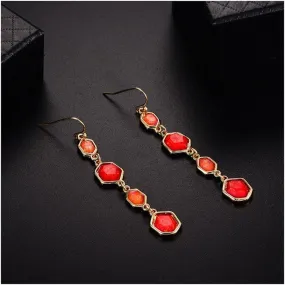 Geometric Colorful Golden Dangle Drop Earrings - 3 Styles