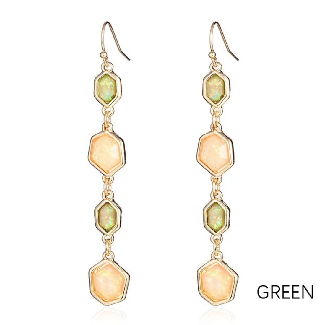 Geometric Colorful Golden Dangle Drop Earrings - 3 Styles