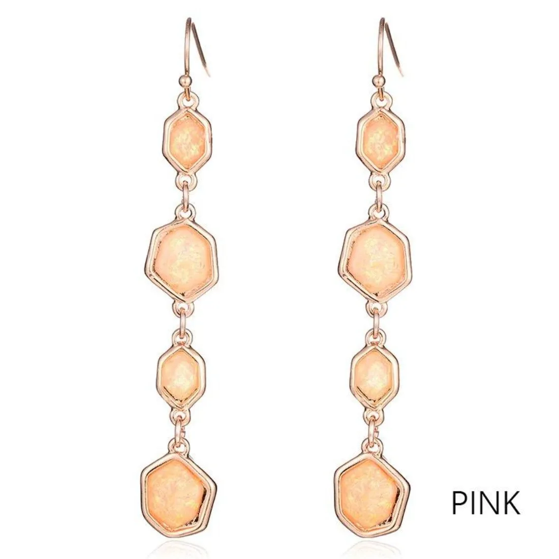 Geometric Colorful Golden Dangle Drop Earrings - 3 Styles