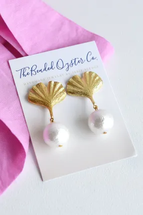 GINGKO COTTON PEARL EARRINGS