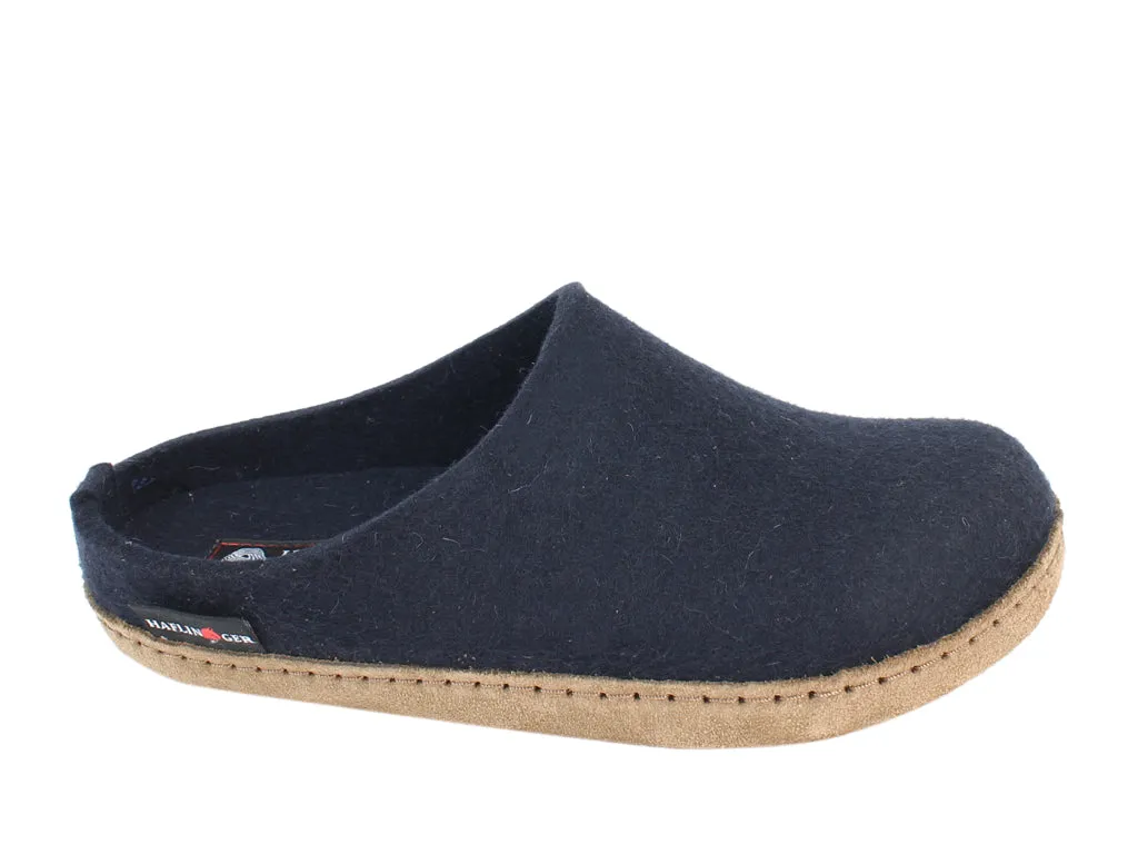 Haflinger Felt Slippers Emil Navy Blue