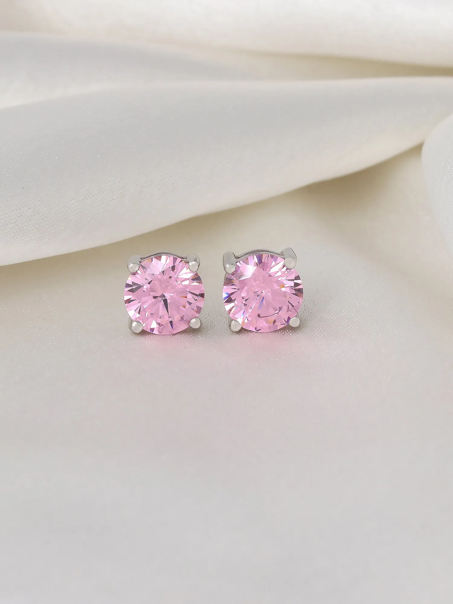 Half Carat Pink Studs For Women