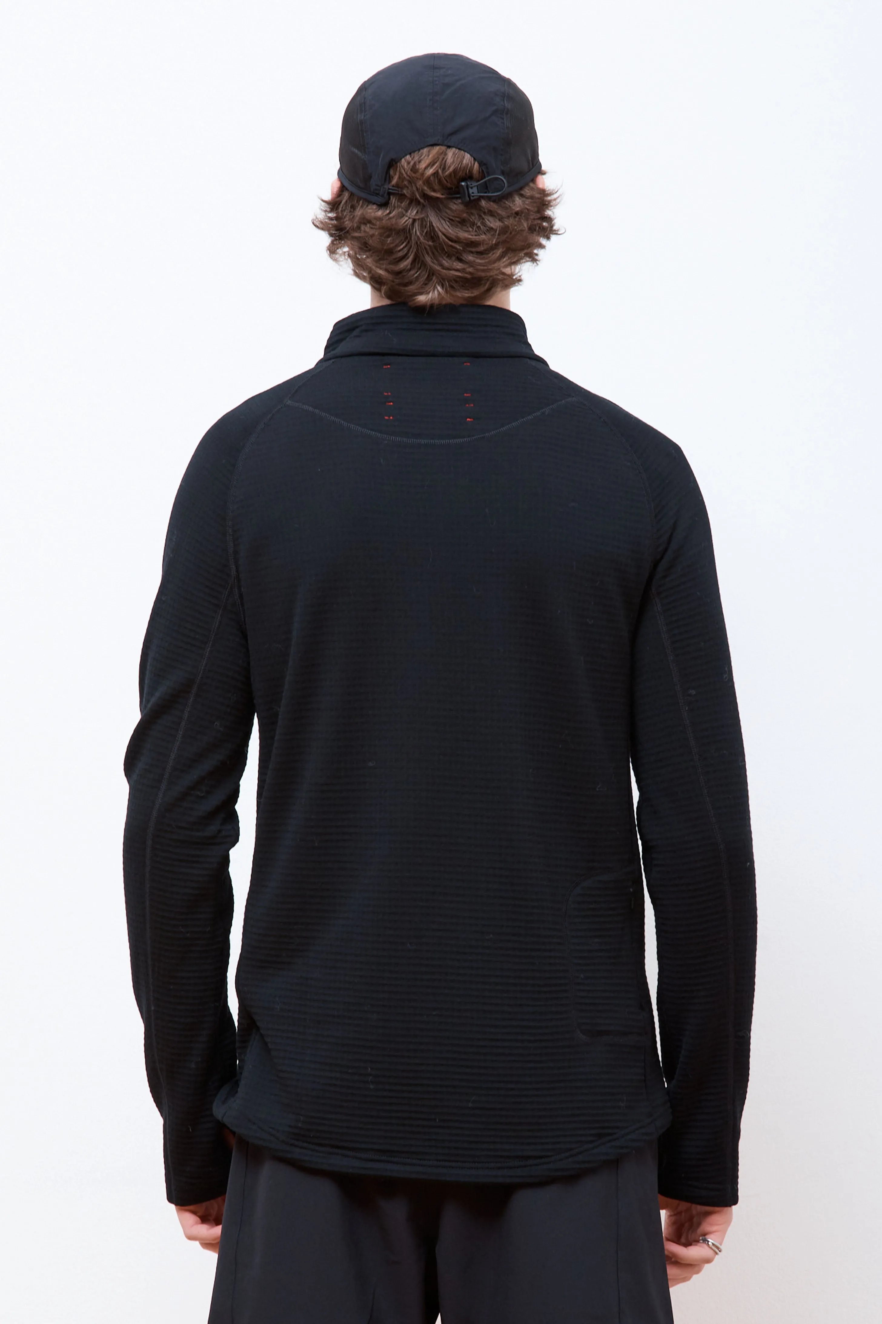 Half-Zip Merino Grid Fleece Black