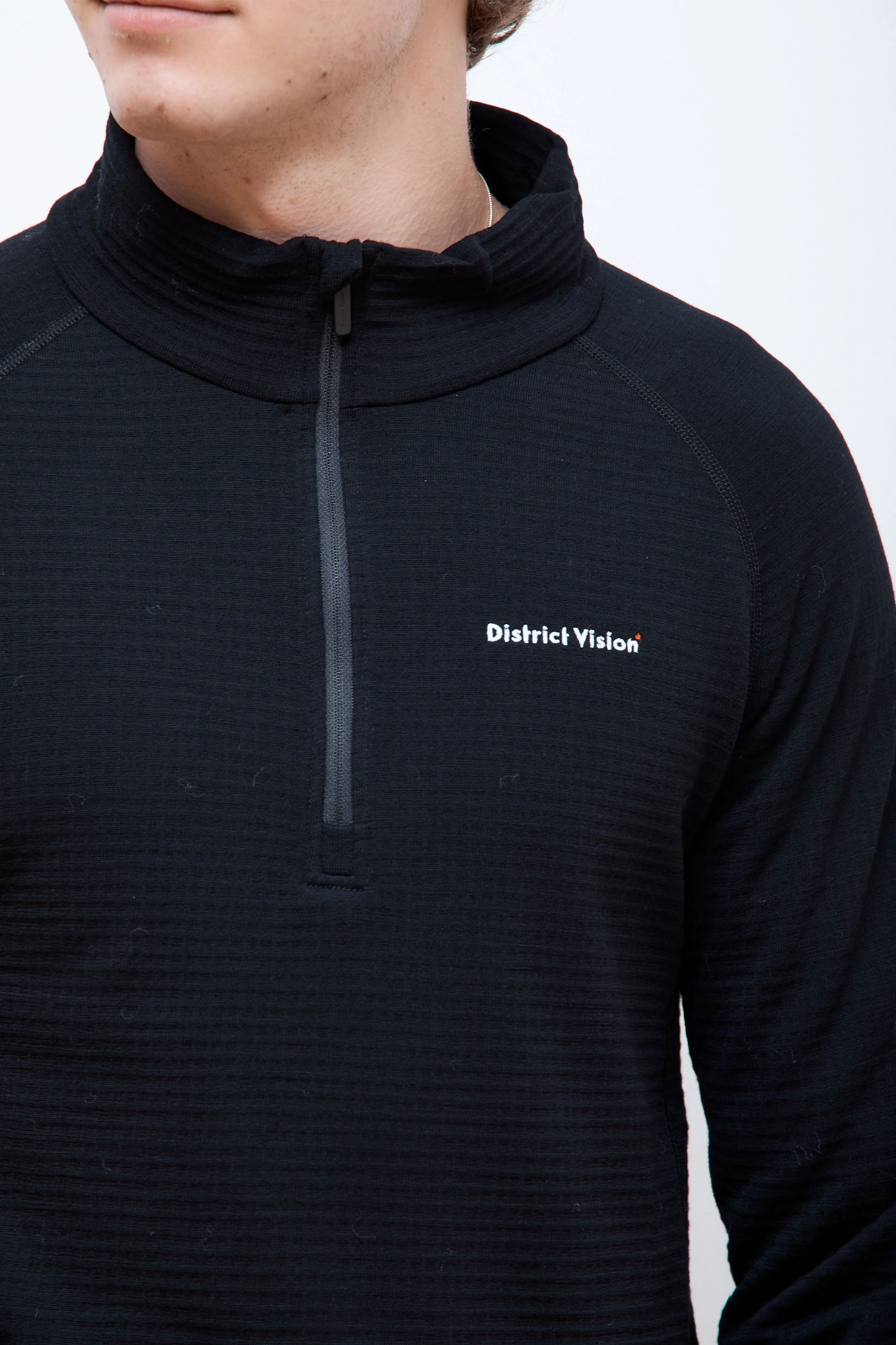 Half-Zip Merino Grid Fleece Black