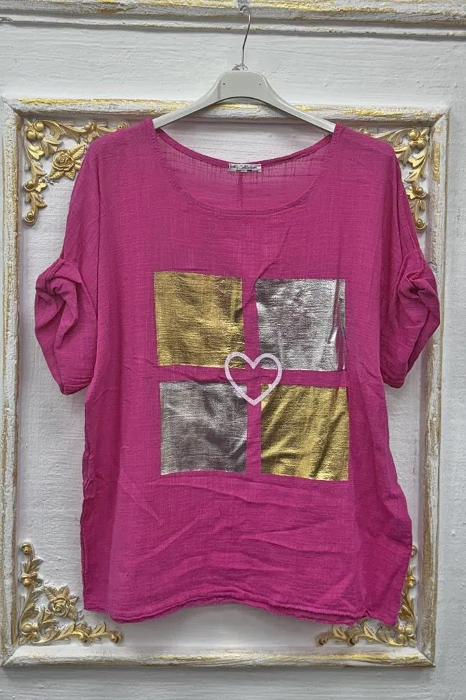 Heart Print Cotton Top