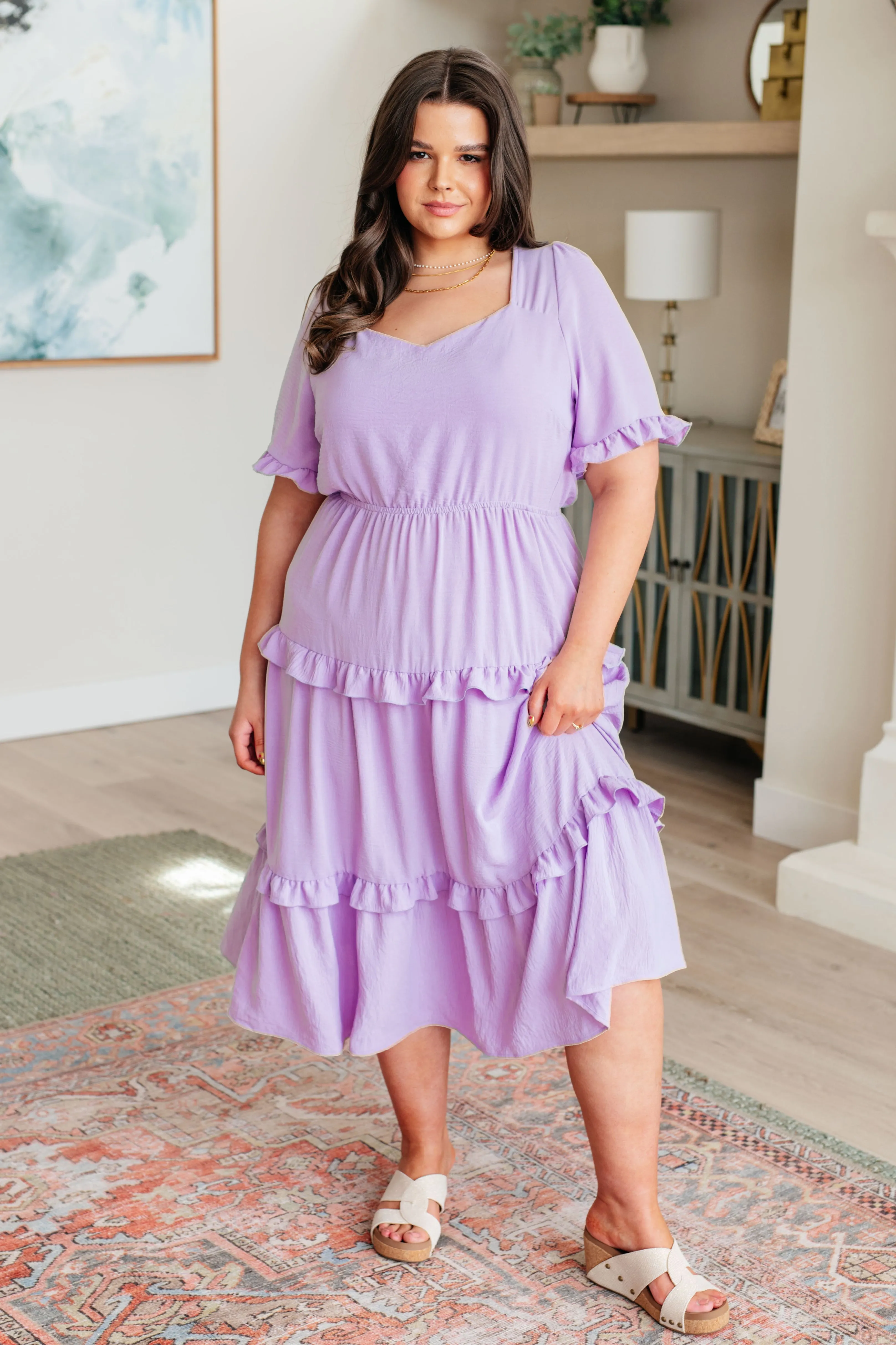 In My Carefree Era Tiered Ruffled Dress - 4/23