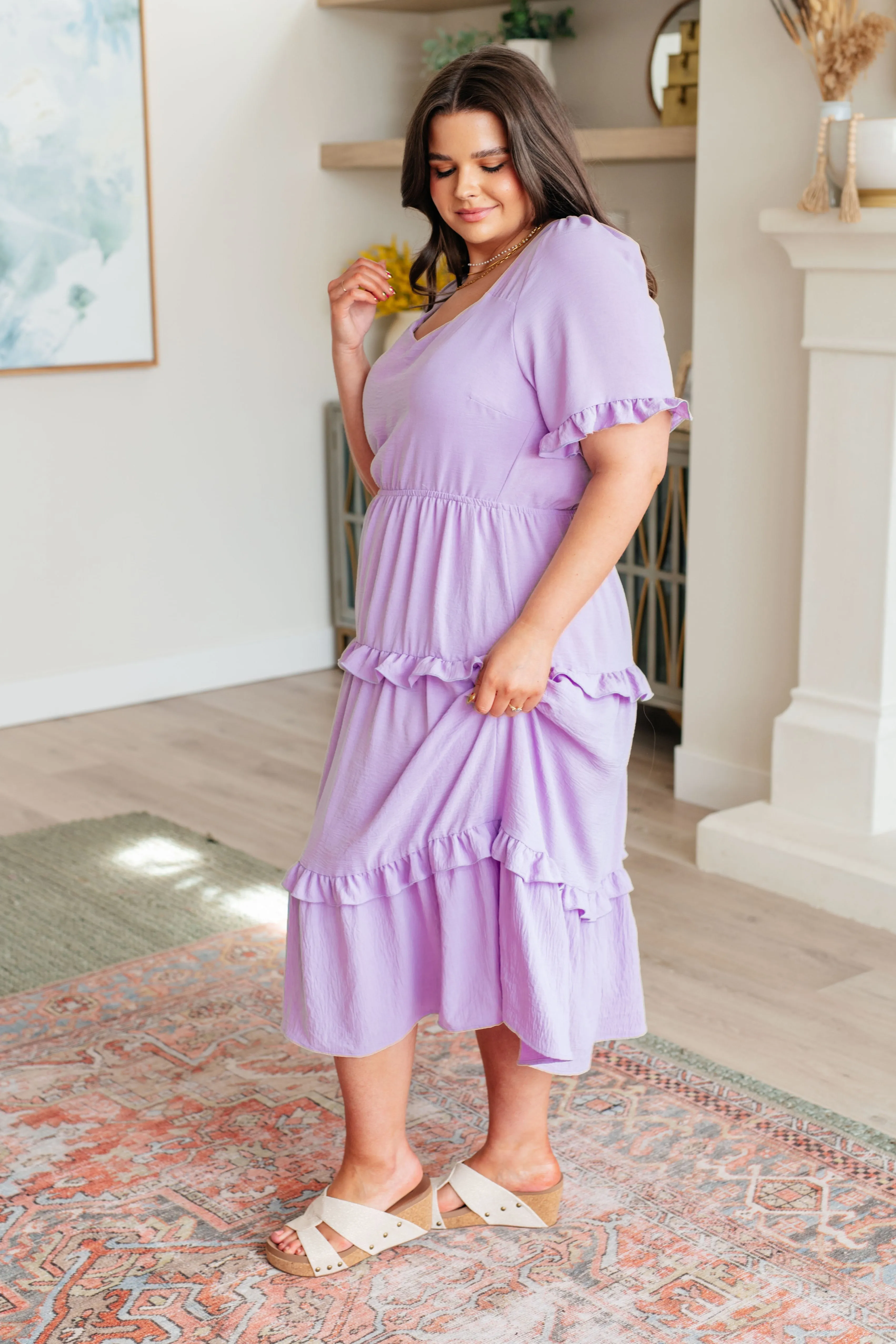 In My Carefree Era Tiered Ruffled Dress - 4/23