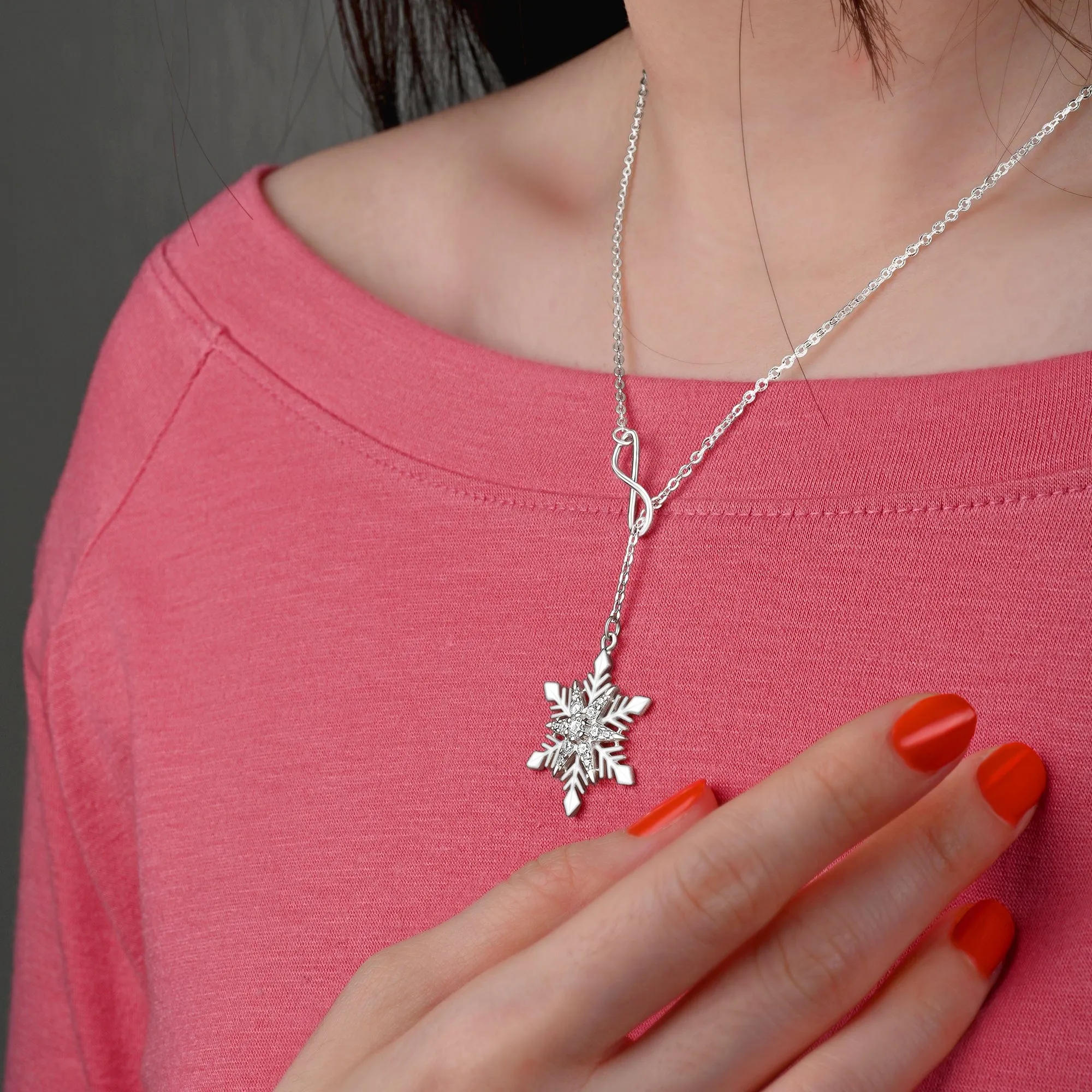 Infinity Snowflake Necklace Sterling Silver