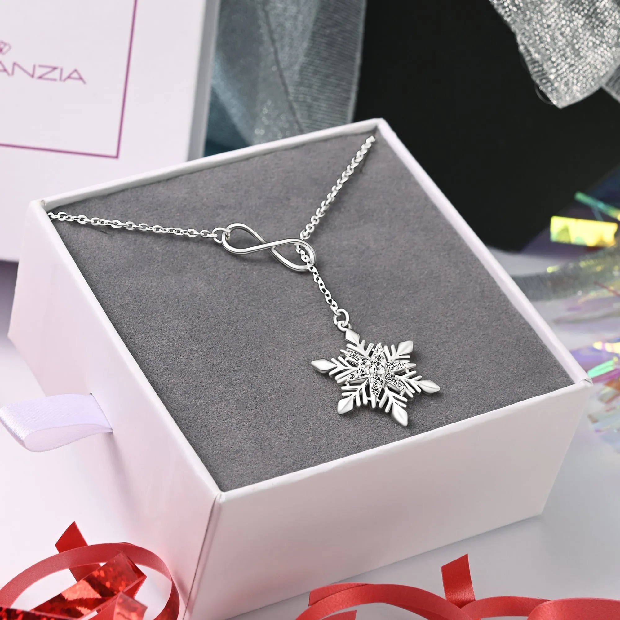 Infinity Snowflake Necklace Sterling Silver