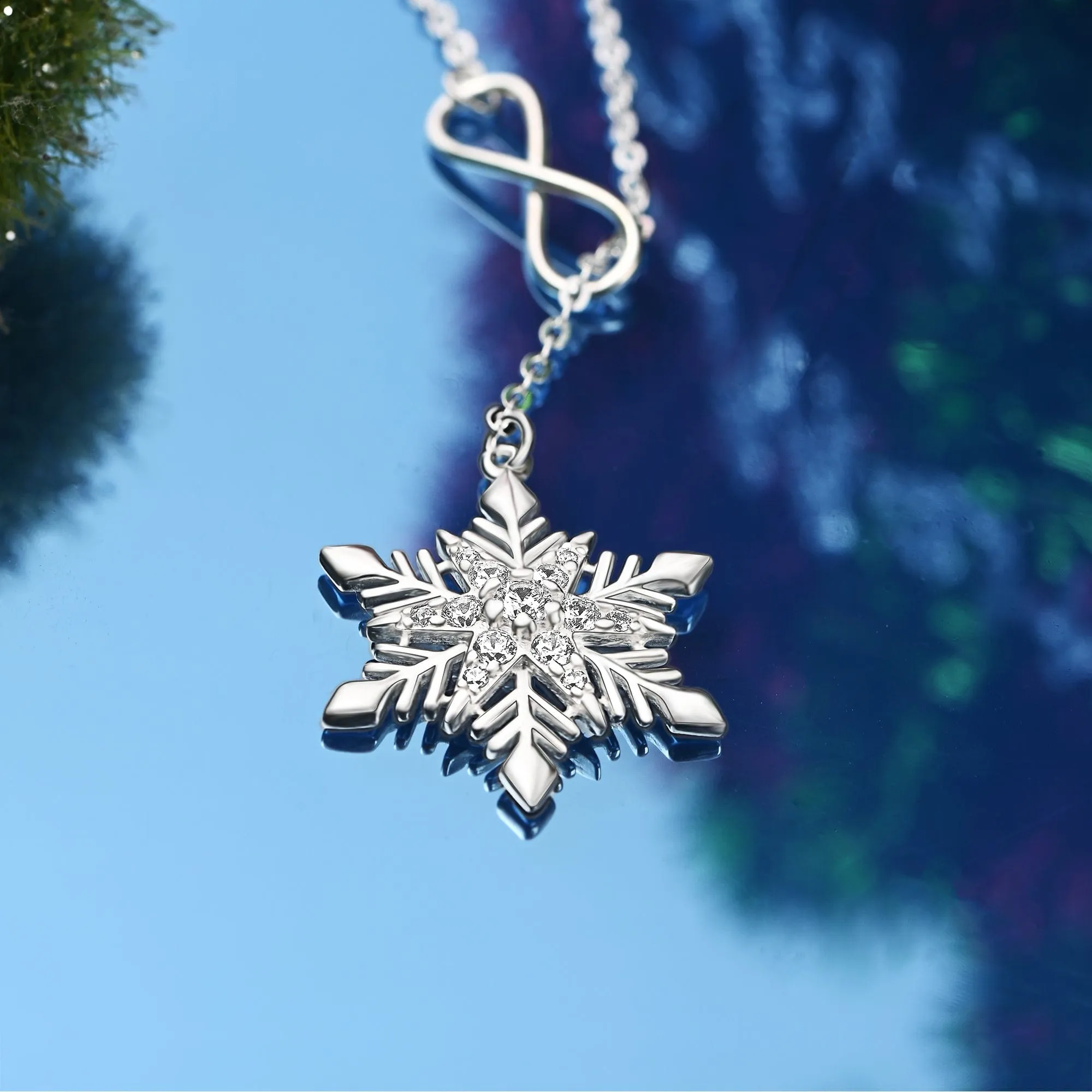 Infinity Snowflake Necklace Sterling Silver