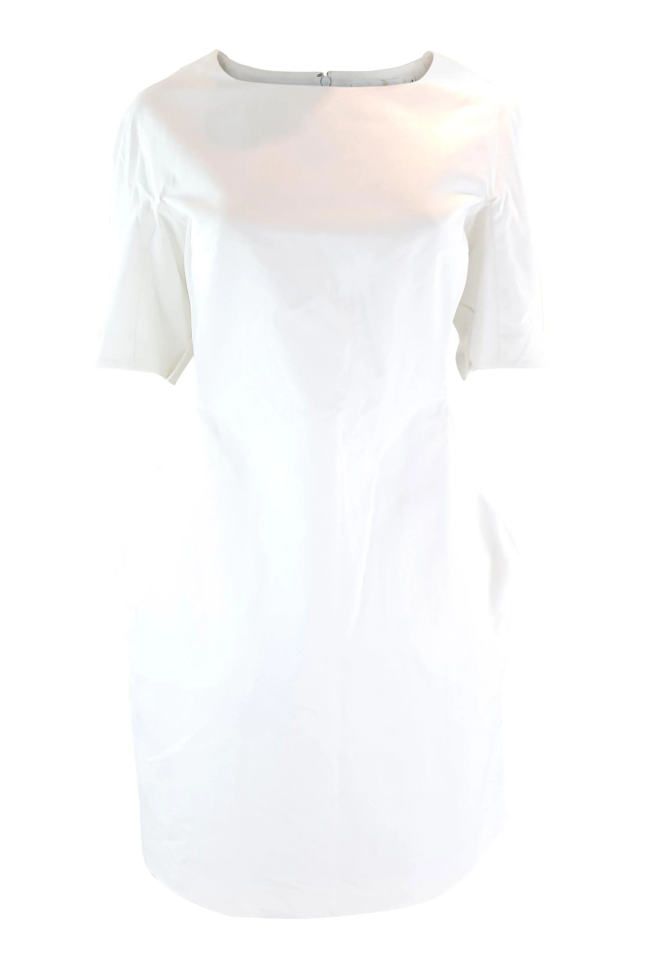 JIL SANDER S/S 2013 White Cotton Blend Sculptured Kimono Dress (DE 38)