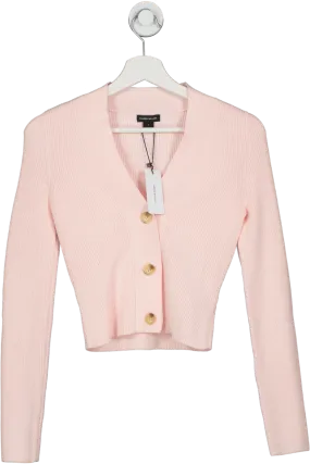 Karen Millen Pink Viscose Blend Compact Rib Knit Cardigan UK S