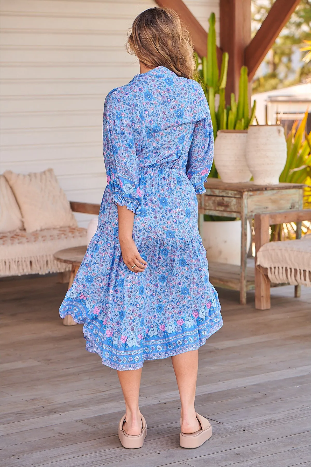 Kaylani Midi Dress - Blue/Pink