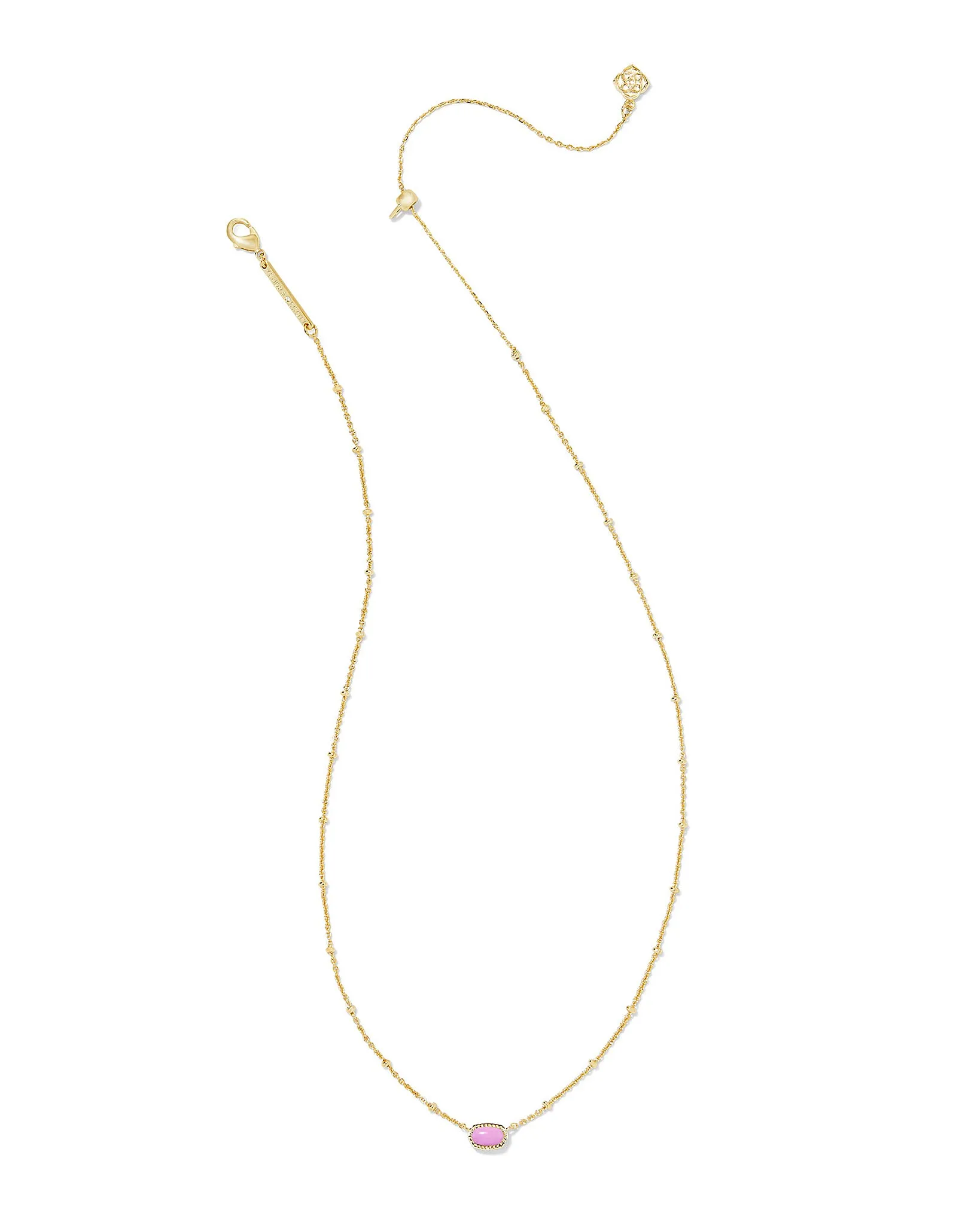 Kendra Scott Mini Elisa Oval Satellite Chain Pendant Necklace in Fuchsia Pink Magnesite and Gold