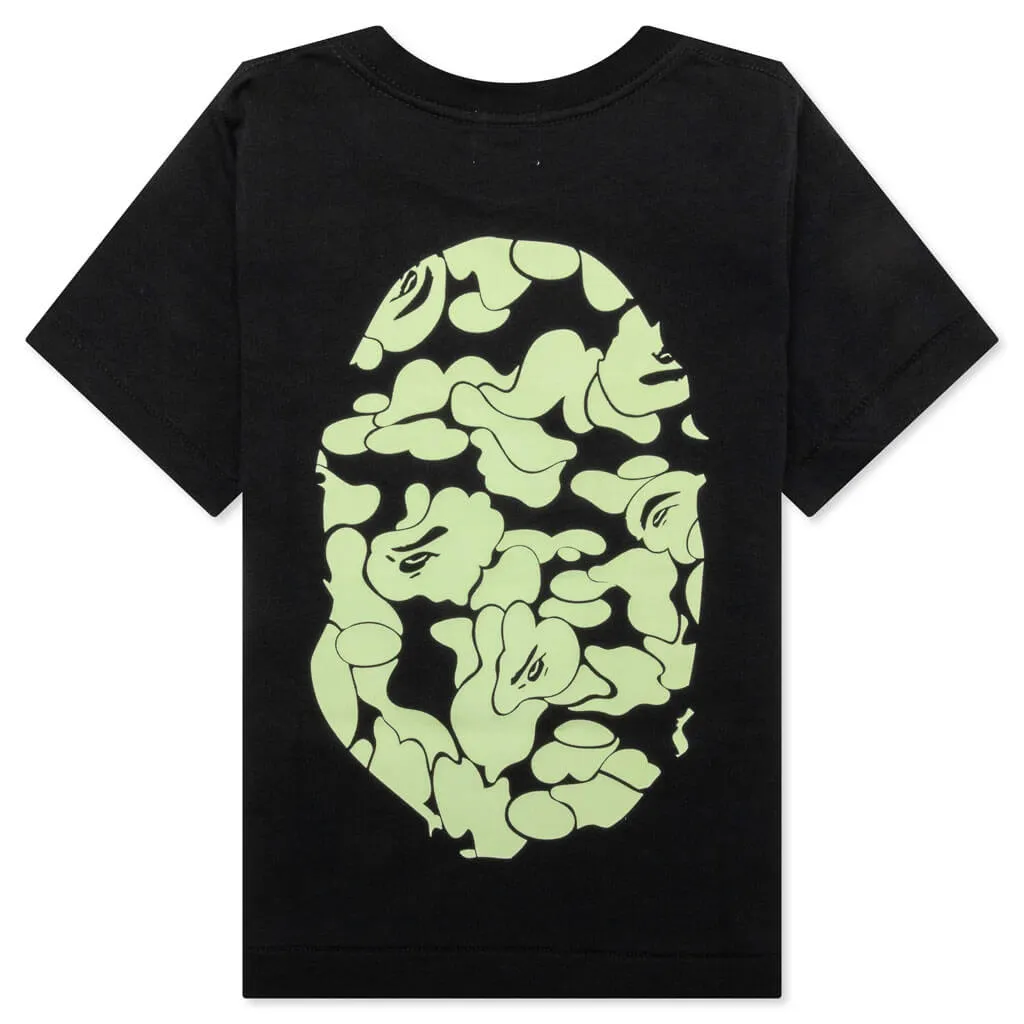 Kid's Glow in The Dark Camo Big Ape Head Tee - Black