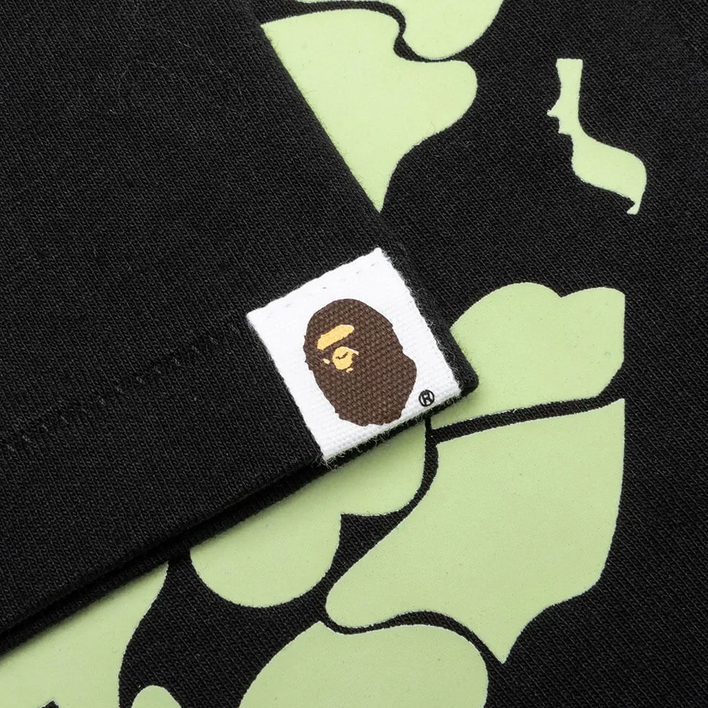 Kid's Glow in The Dark Camo Big Ape Head Tee - Black