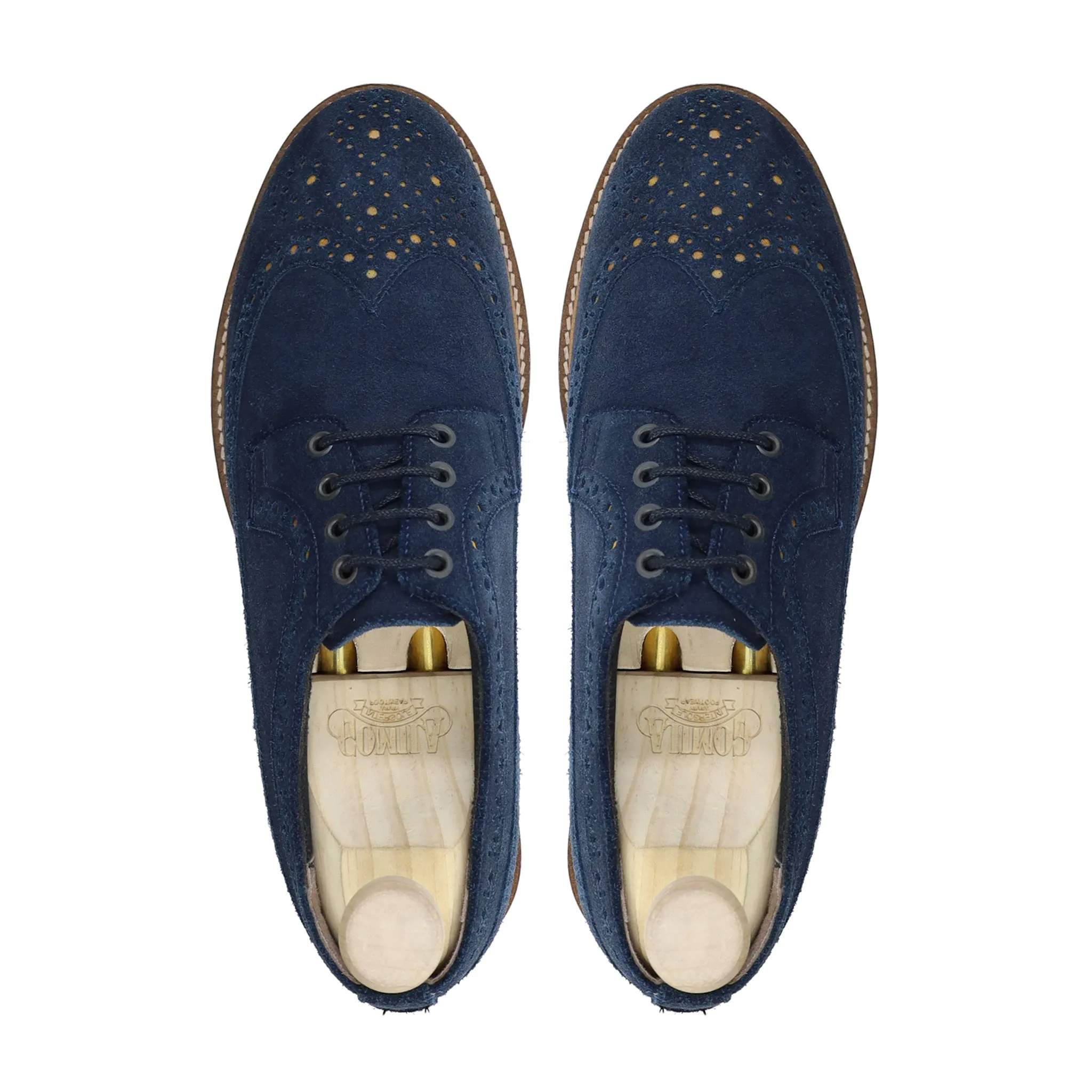 Kilen - Men's Navy Blue Kid Suede Derby Shoe