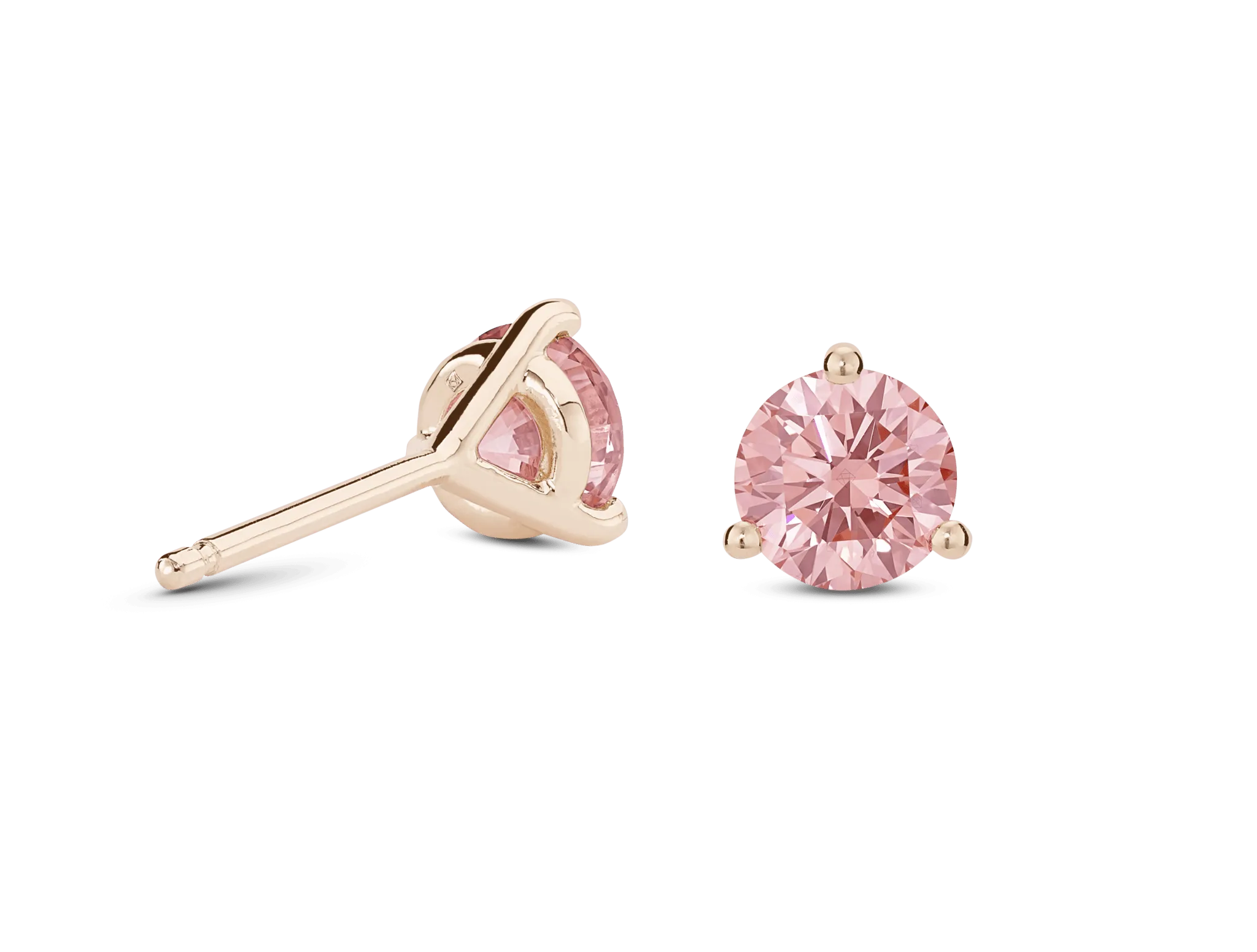 Lab-Grown Diamond 1ct. tw. Round Brilliant Solitaire 14k Gold Studs | Pink