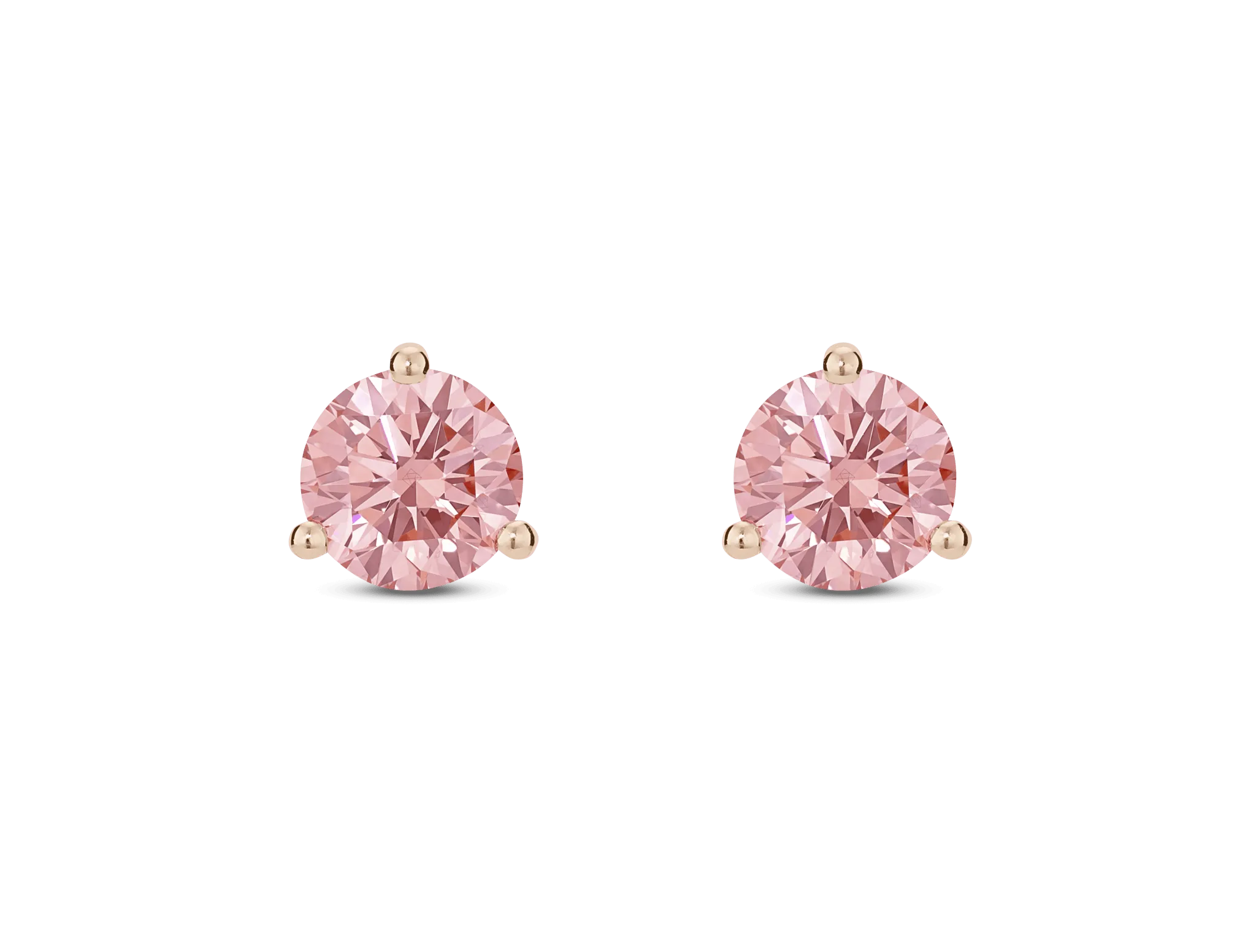 Lab-Grown Diamond 1ct. tw. Round Brilliant Solitaire 14k Gold Studs | Pink