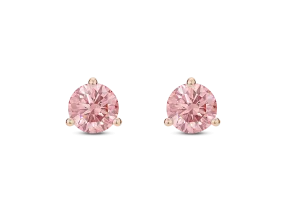 Lab-Grown Diamond 1ct. tw. Round Brilliant Solitaire 14k Gold Studs | Pink