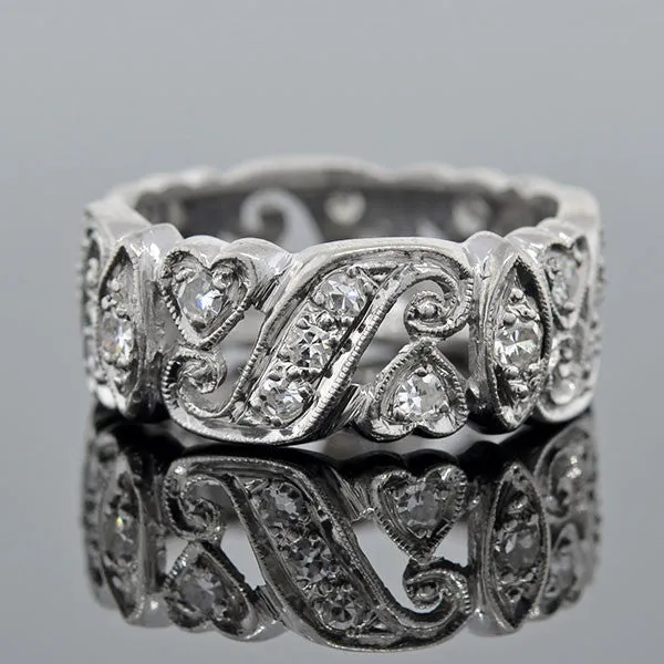 Late Art Deco Platinum Diamond Band Ring 1.35ctw